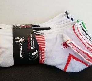 Spyder Low Cut Mens Socks 5 Pairs White (S 6-12)